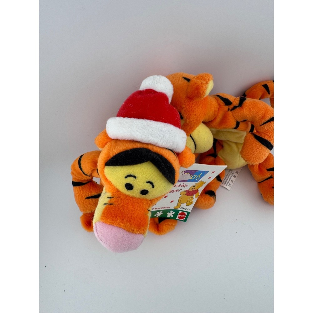 Vintage Mattel Pooh Holiday Tigger Plush Set 1993 Christmas Santa Hat Tigger - Picture 3 of 5